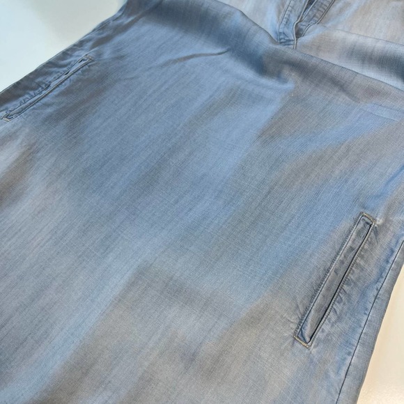 Cloth and Stone Blue Shirt Midi Dress Chambray Denim 3/4 Sleeves Collared Size M - Picture 12 of 14